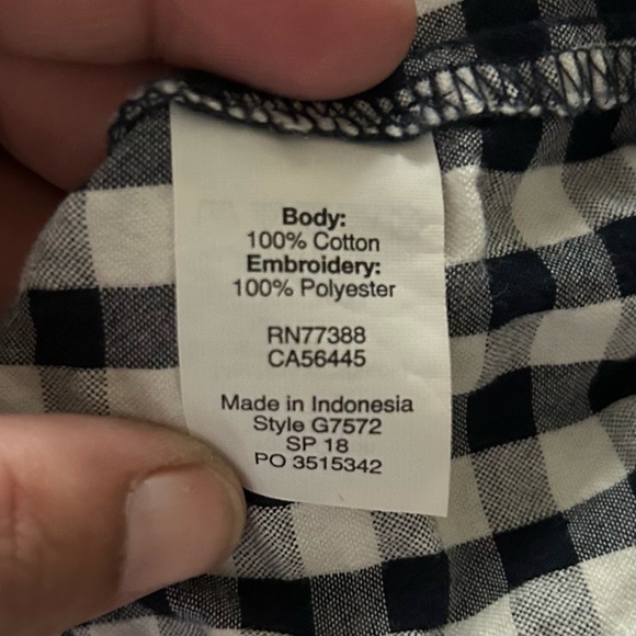 J. Crew Factory Navy & White Gingham With Cobalt Embroidery Square Neck Size L. - Picture 7 of 8